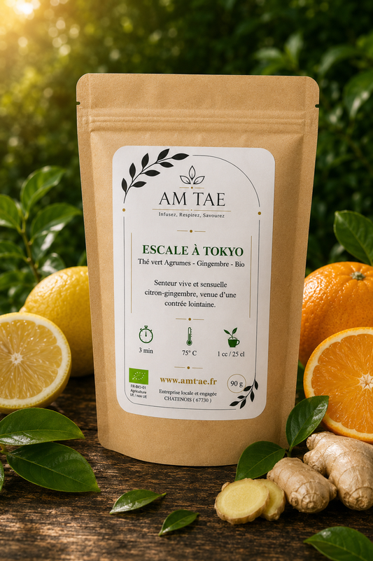 ESCALE A TOKYO, Thé vert aromatisé Citron-Gingembre