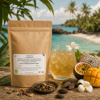 MAHANA, Thé blanc aromatisé Fève Tonka - Fruits exotiques