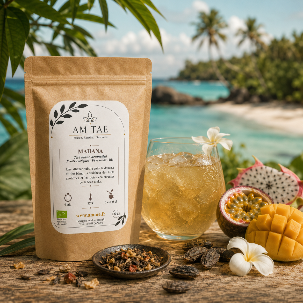 MAHANA, Thé blanc aromatisé Fève Tonka - Fruits exotiques