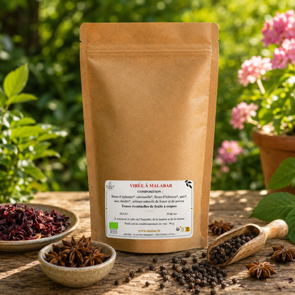 VIREE A MALABAR, Infusion glacée Hibiscus -Citronnelle - Anis aromatisée Poivre & Fraise
