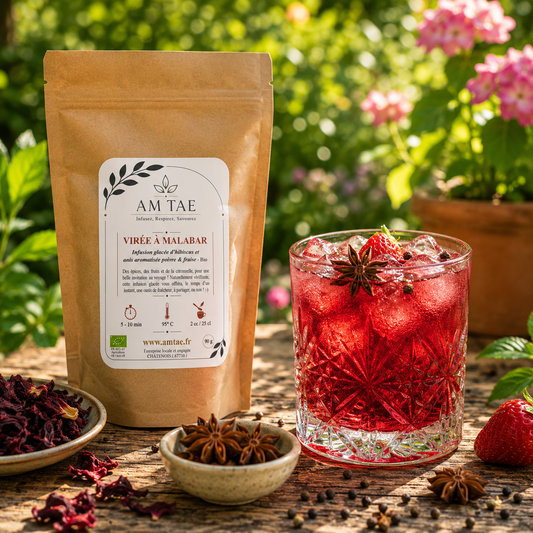 VIREE A MALABAR, Infusion glacée Hibiscus -Citronnelle - Anis aromatisée Poivre & Fraise